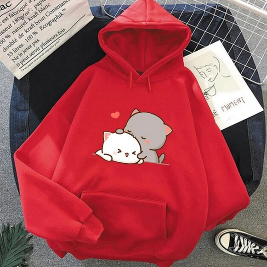 Peach Cat Kawaii Plus Size Hoodies Sweatshirts