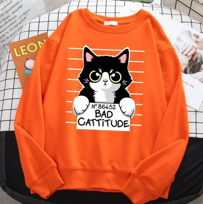 Pullover Bad Cattitude Funny Cat Sweatshirts