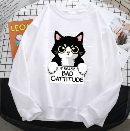 Pullover Bad Cattitude Funny Cat Sweatshirts