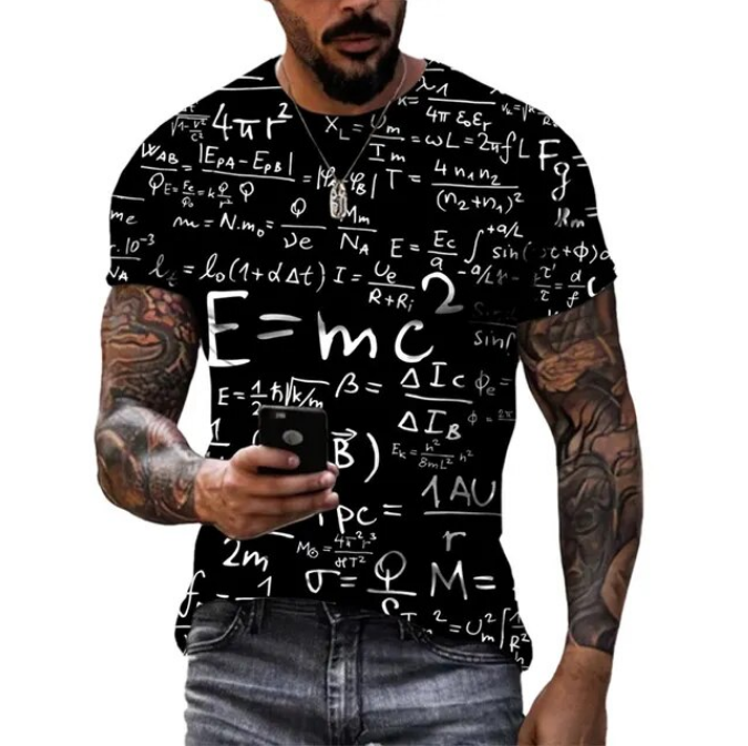 Men Summer Math Formula Graphic Fashion 3D Tshirt