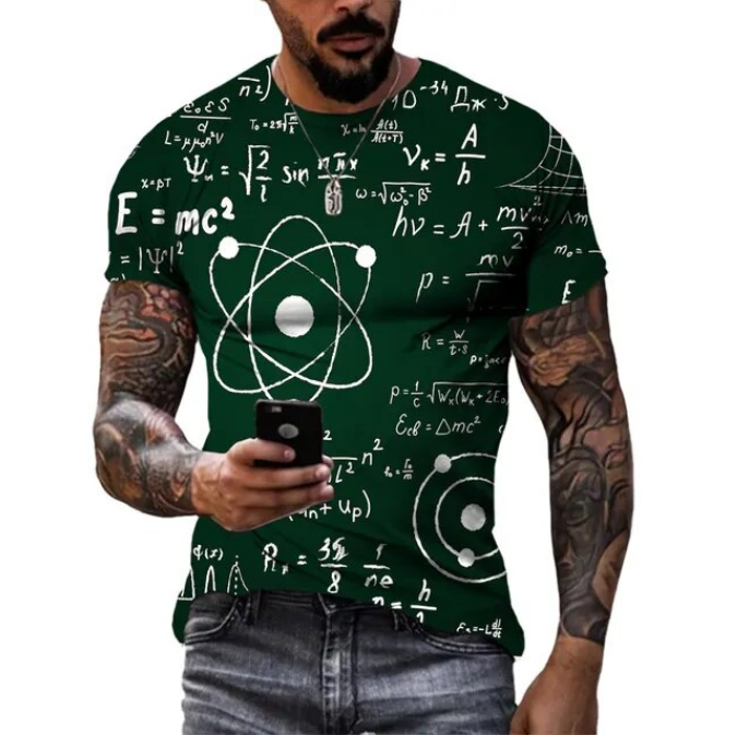 Men Summer Math Formula Graphic Fashion 3D Tshirt