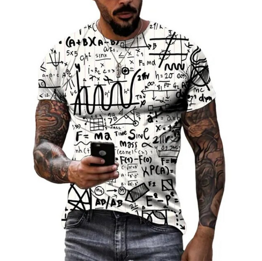 Men Summer Math Formula Graphic Fashion 3D Tshirt