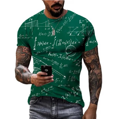 Men Summer Math Formula Graphic Print 3D Tshirt Fashion