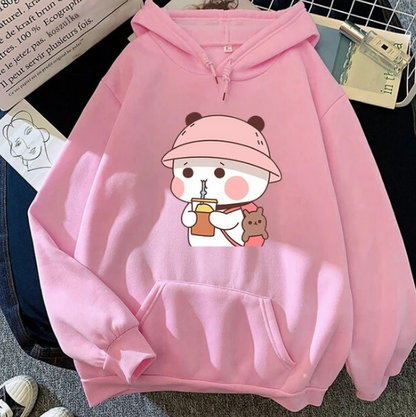 Bubu and Dudu Hoodie Women Aesthetic Graphic Kawaii Bubble Tea Hoodies Sweatshirts - DUGO