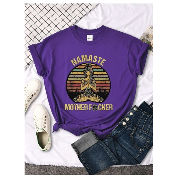 Vintage Namaste Mother Explicit Pattern Women Tshirt O Neck