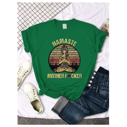 Vintage Namaste Mother Explicit Pattern Women Tshirt O Neck