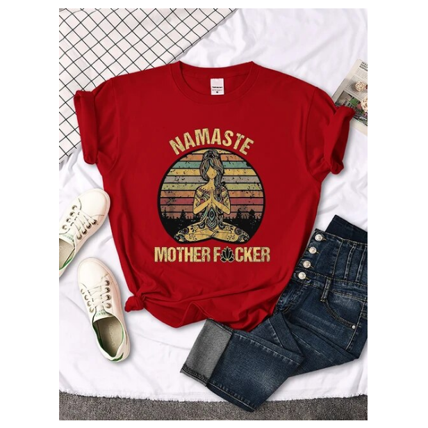 Vintage Namaste Mother Explicit Pattern Women Tshirt O Neck