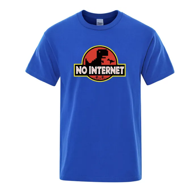 Cartoon Dinosaur Tee Shirt Printed No internet Tshirt