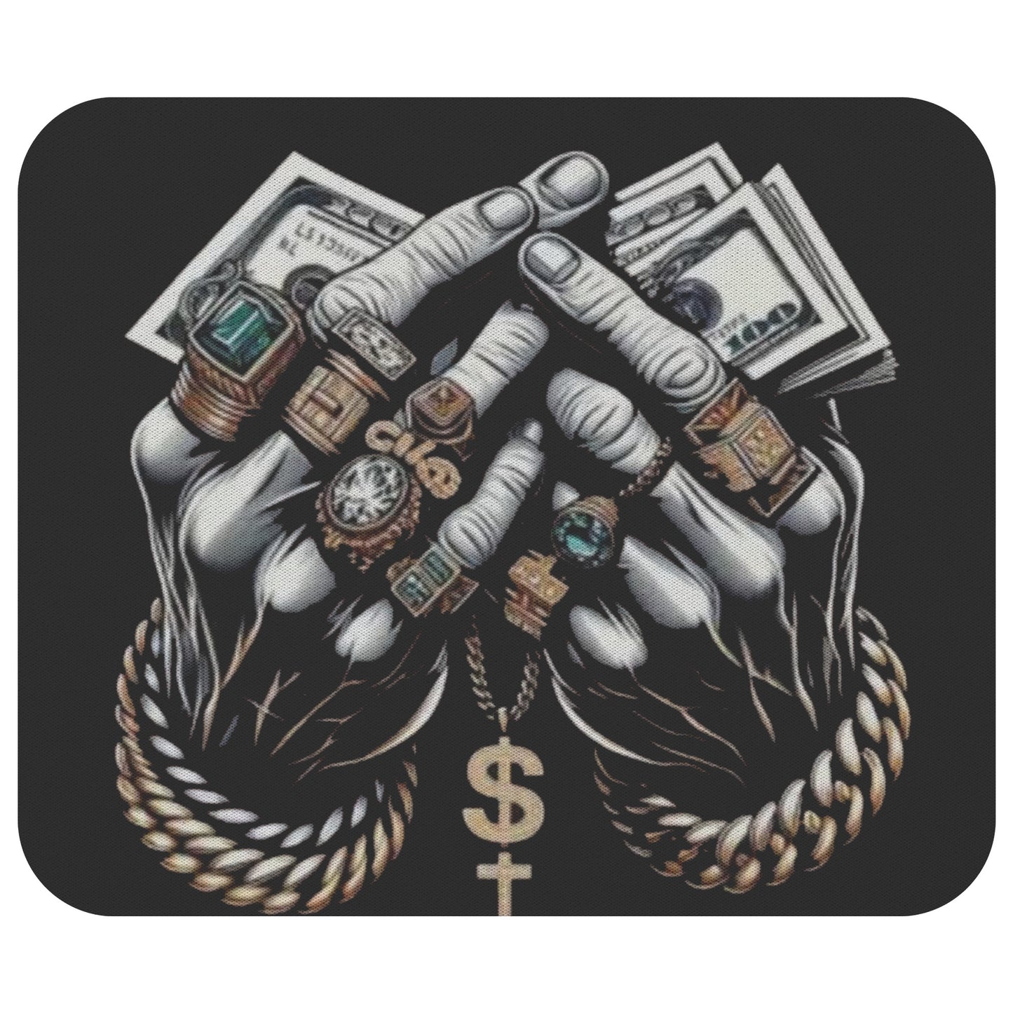 Mousepad A Stack Of Money Bills Forming A Praying Hands Gesture - DUGO