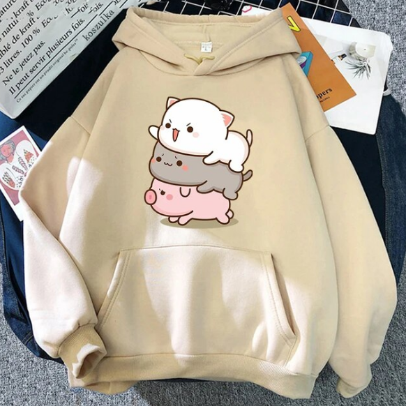 Peach And Rubber Hoodies Sweatshirts