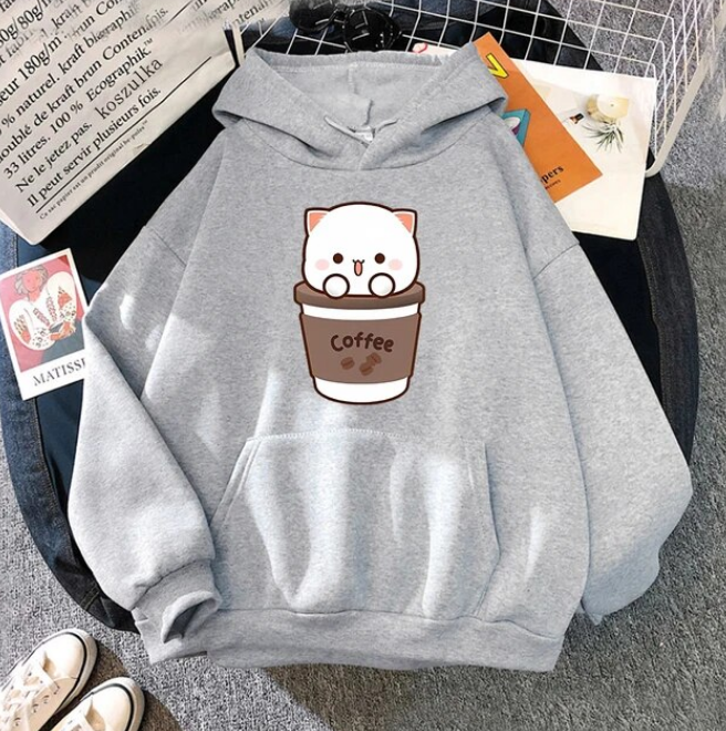 Peach And Goma Hoodie Women Harajuku Cute Kawaii Cat Hoodies - DUGO