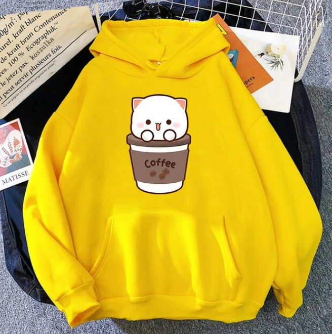 Peach And Goma Hoodie Women Harajuku Cute Kawaii Cat Hoodies - DUGO