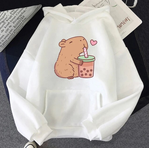 Kawaii Bubble Tea Capybara Hoodies Sweatshirts