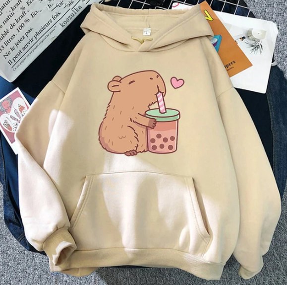 Kawaii Bubble Tea Capybara Hoodies Sweatshirts