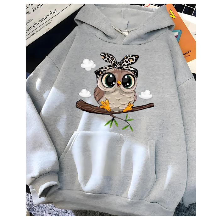 Hirsionsan Kawaii Cartoon Print Hoodies Sweatshirt