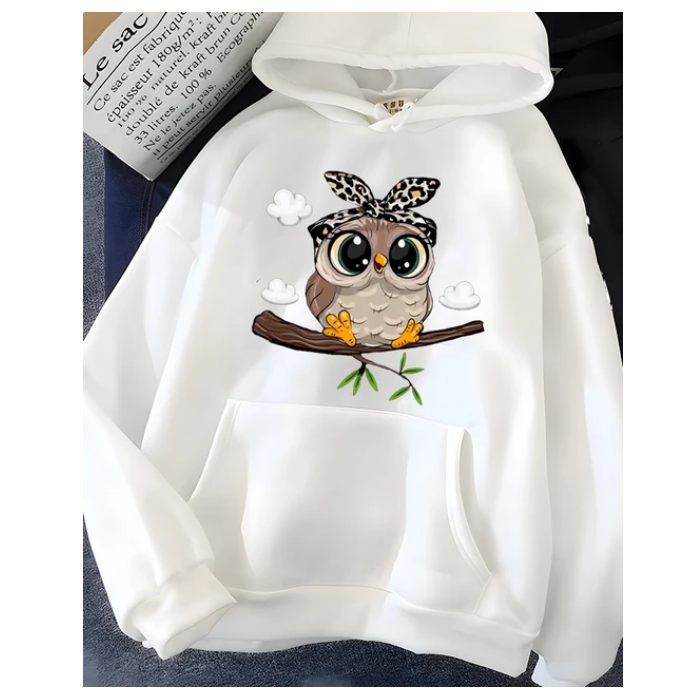 Hirsionsan Kawaii Cartoon Print Hoodies Sweatshirt