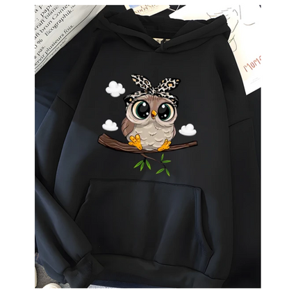 Hirsionsan Kawaii Cartoon Print Hoodies Sweatshirt