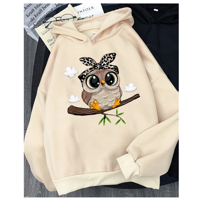 Hirsionsan Kawaii Cartoon Print Hoodies Sweatshirt