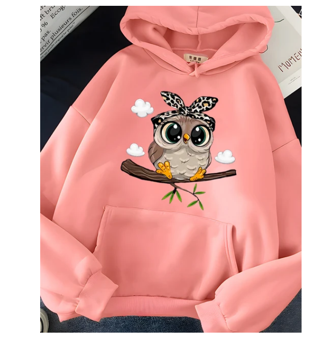 Hirsionsan Kawaii Cartoon Print Hoodies Sweatshirt