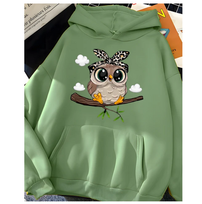 Hirsionsan Kawaii Cartoon Print Hoodies Sweatshirt