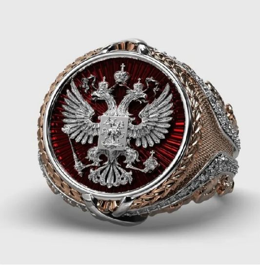 Fashion Domineering Three Dimensional Engraving Double Headed Eagle Ring