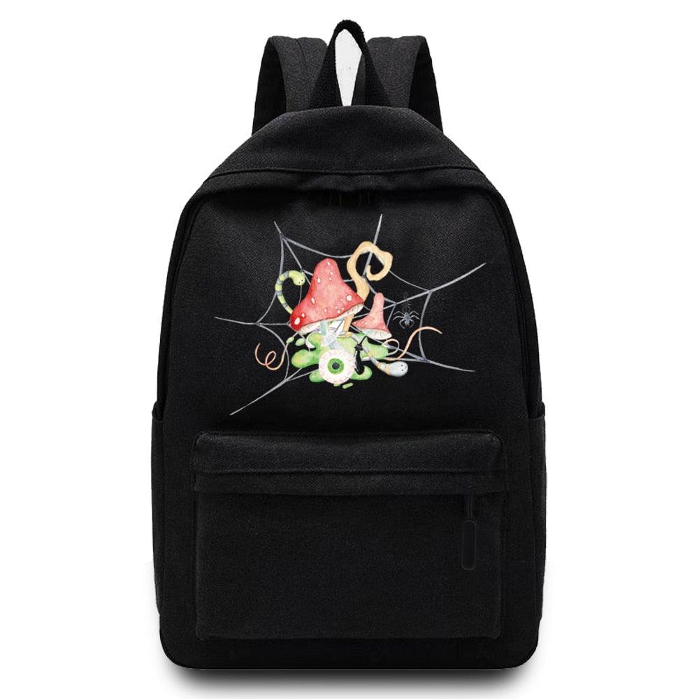 Backpack Version Mushroom Printed Middle School Student Schoolbag Casual Back Pack