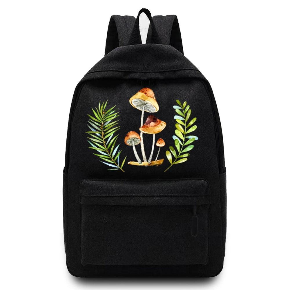 Backpack Version Mushroom Printed Middle School Student Schoolbag Casual Back Pack