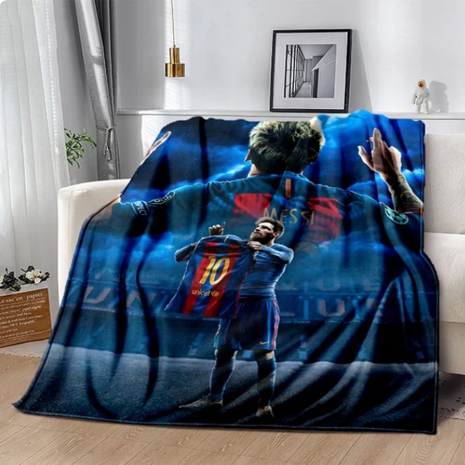 Messi Pattern Blanket Multi Functional Travel Portable Warm Blanket Gift