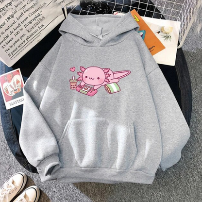 Funny Cute Axolotl Relax Gamer Hoodie Winter Women Hoodies Sweatshirt - DUGO