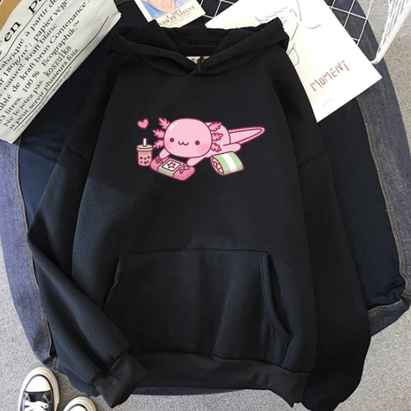 Funny Cute Axolotl Relax Gamer Hoodie Winter Women Hoodies Sweatshirt - DUGO