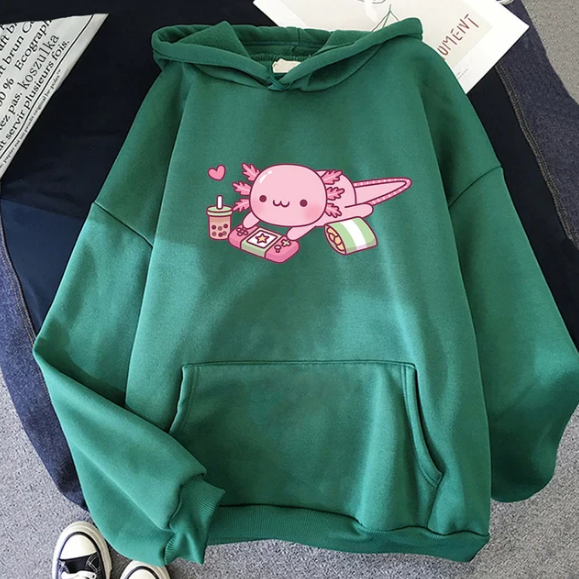 Funny Cute Axolotl Relax Gamer Hoodie Winter Women Hoodies Sweatshirt - DUGO