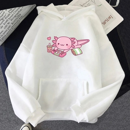 Funny Cute Axolotl Relax Gamer Hoodie Winter Women Hoodies Sweatshirt - DUGO