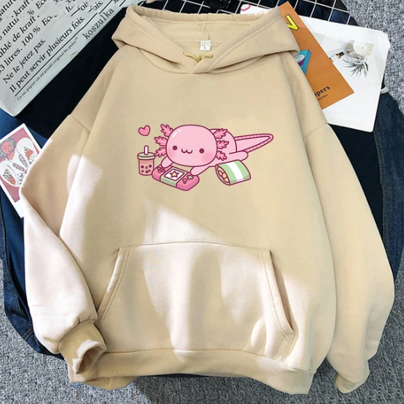 Funny Cute Axolotl Relax Gamer Hoodie Winter Women Hoodies Sweatshirt - DUGO