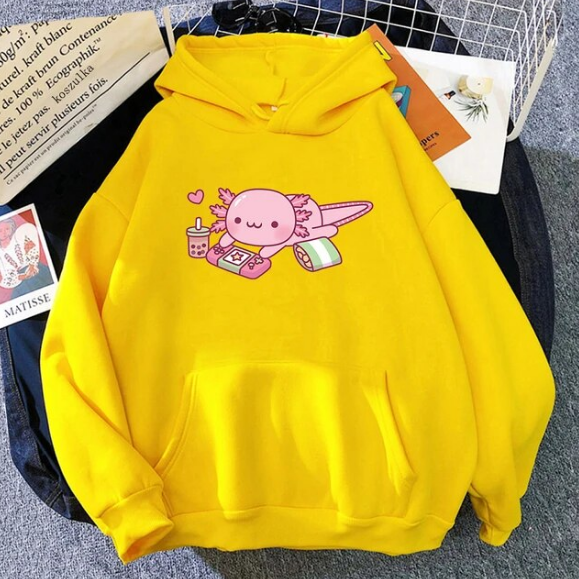 Funny Cute Axolotl Relax Gamer Hoodie Winter Women Hoodies Sweatshirt - DUGO