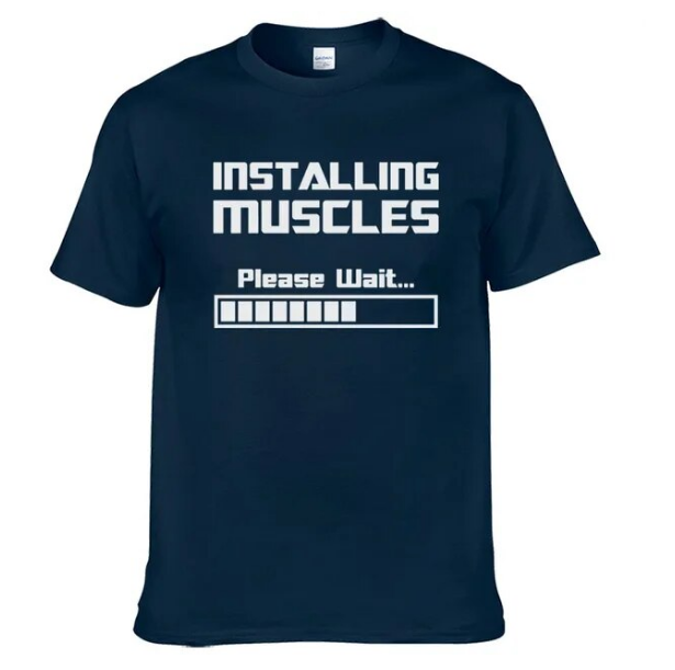 Tshirts Installing Muscles Please Wait Loading Bar Funny Fashion