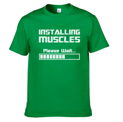 Tshirts Installing Muscles Please Wait Loading Bar Funny Fashion