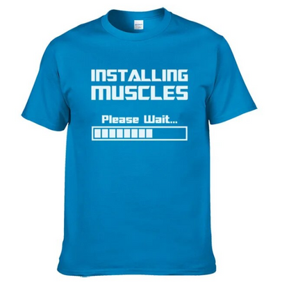 Tshirts Installing Muscles Please Wait Loading Bar Funny Fashion