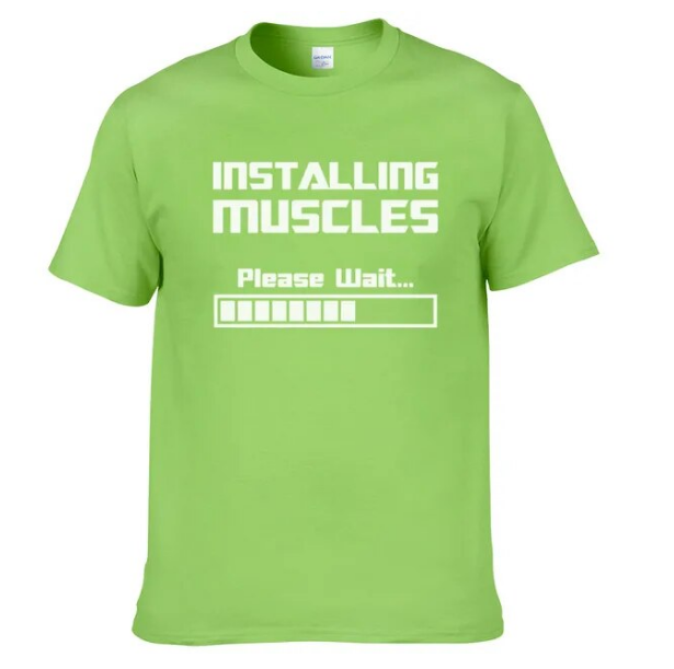 Tshirts Installing Muscles Please Wait Loading Bar Funny Fashion