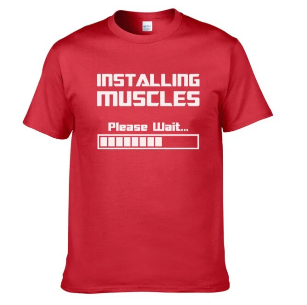 Tshirts Installing Muscles Please Wait Loading Bar Funny Fashion