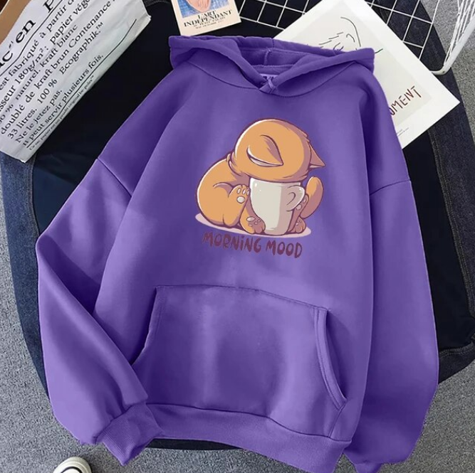 Cat Is Looking At The Cup Lovely Pullover Hoodies Sweatshirt