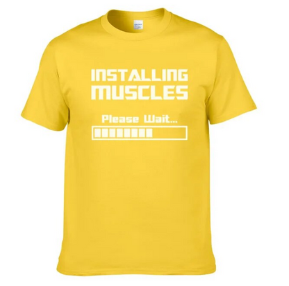 Tshirts Installing Muscles Please Wait Loading Bar Funny Fashion