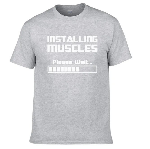 Tshirts Installing Muscles Please Wait Loading Bar Funny Fashion