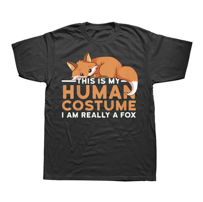 This Is My Human Costume Im Really A Fox Tshirts Cotton Short Sleeve