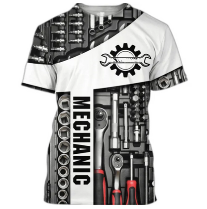 Vintage Tshirt Summer Clothing Mechanic 3D