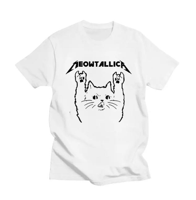 Funny Cat Meowtallica Tops Fashion Oversized Tee Comfortable