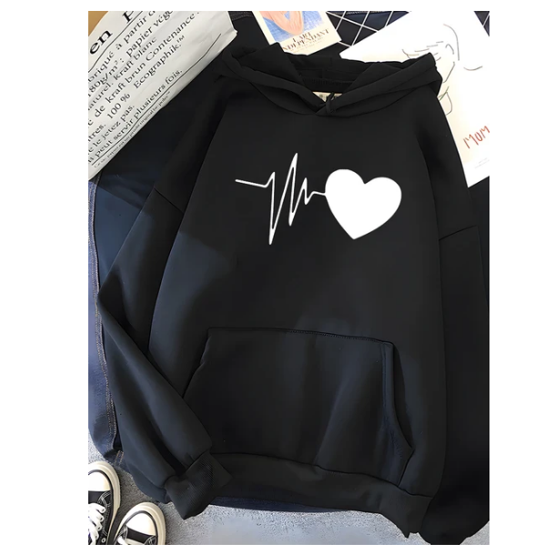 Heart Hoodies Soft Fashion