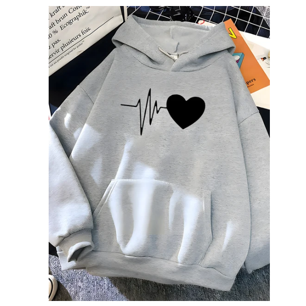 Heart Hoodies Soft Fashion