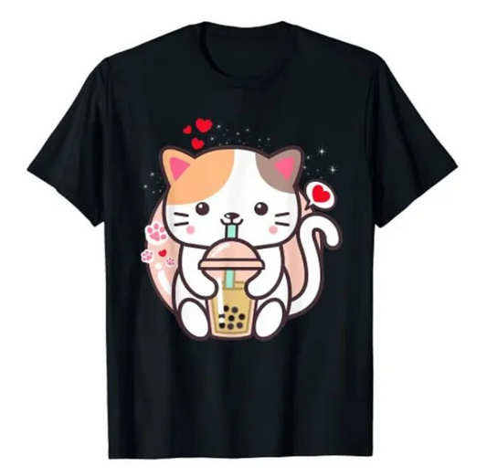 Kawaii Anime Japanese Neko Girl Teen Tshirt Cat