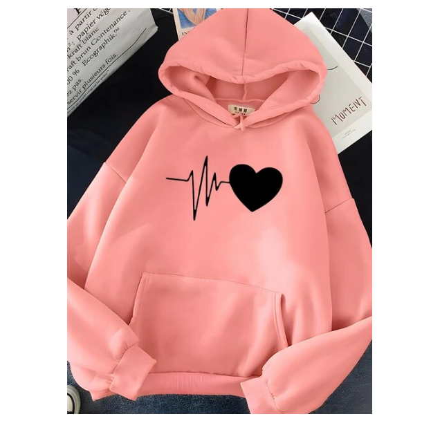 Heart Hoodies Soft Fashion