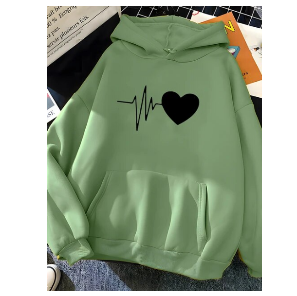 Heart Hoodies Soft Fashion